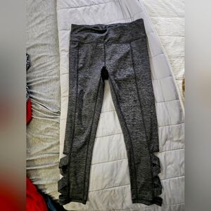Gaiam Gray/Black Womens Athletic Legging W Criss Cross On Legs Size S